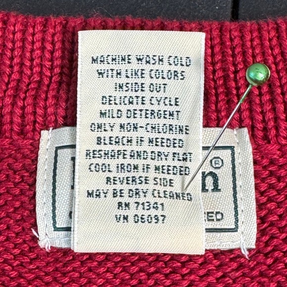 LL Bean Mens XL Tall‎ Red Cotton Knit Cardigan Sweater V Neck Long Sleeve - Picture 4 of 5